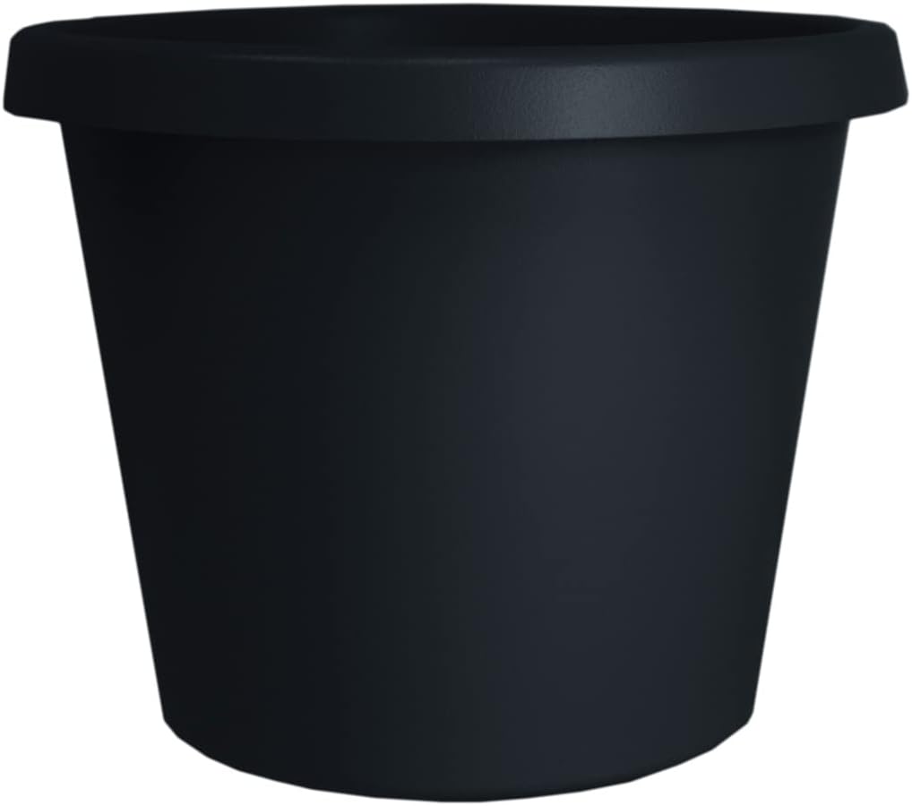 The HC Companies 20 Inch Round Prima Planter – Large Plastic Plant Pot with Rolled Rim for Indoor Outdoor Plants Flowers Herbs, Black