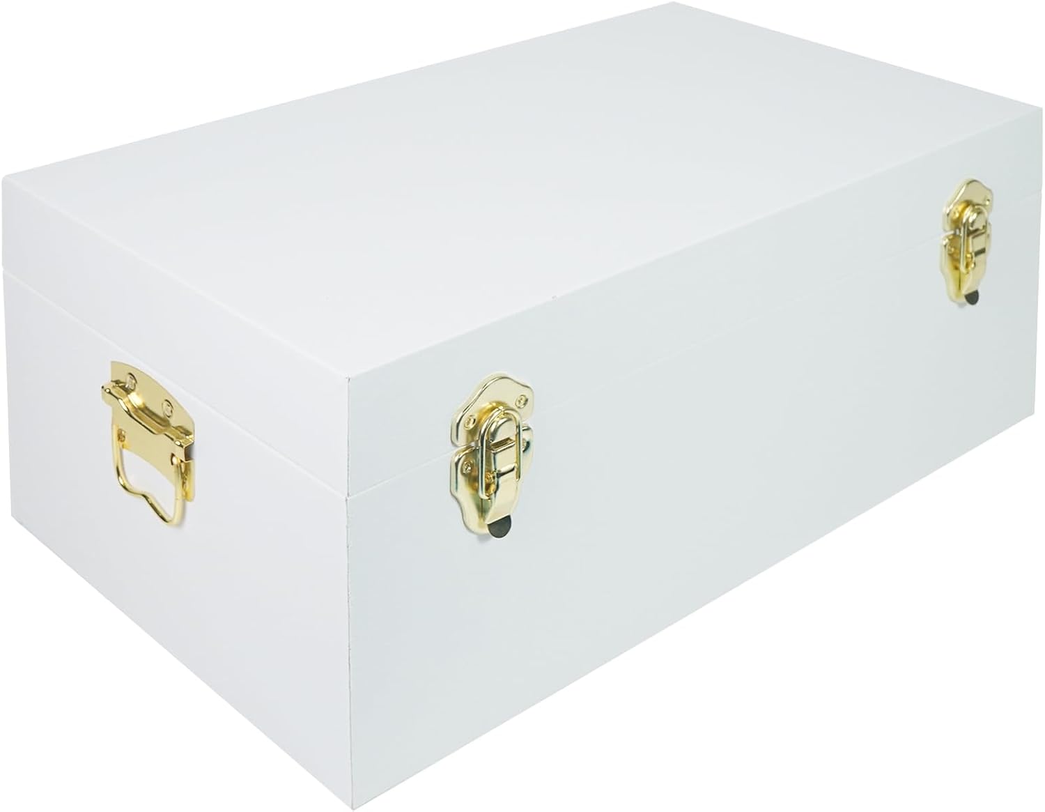 DreamsEden Small Wooden Treasure Chest – White Decorative Storage Trunk with Handles, Velvet Lined Wedding Memory Keepsake Box for Jewelry & Keepsakes, 17.2’’L x 10.2’’W x 7.5’’H