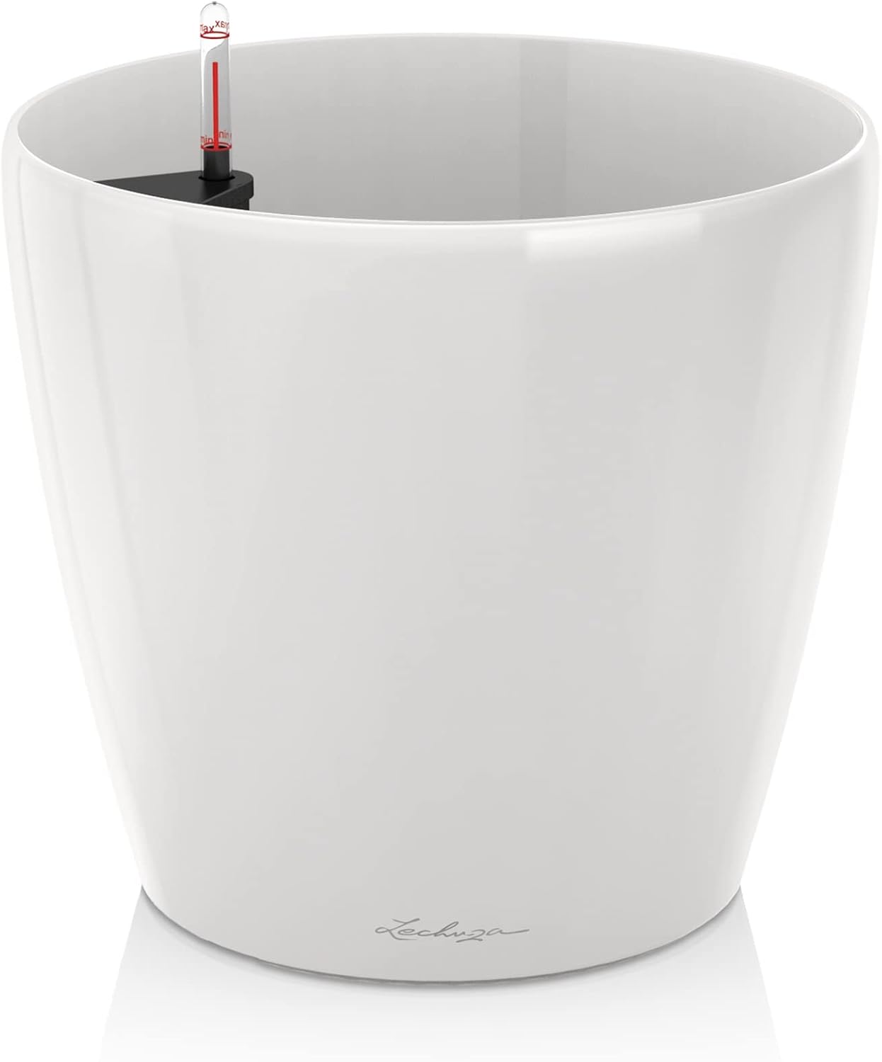 Lechuza Classico LS 70 White High Gloss, Self-Watering Large Round Planter, D27.6 H25.4 in