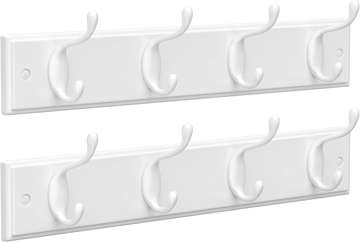 SONGMICS Wall-Mounted Coat Rack, Hook Rack, 8 Dual Metal Hooks, White | For Coats, Bags, Keys, in the Entryway, Bedroom, Living Room ULHR232W01