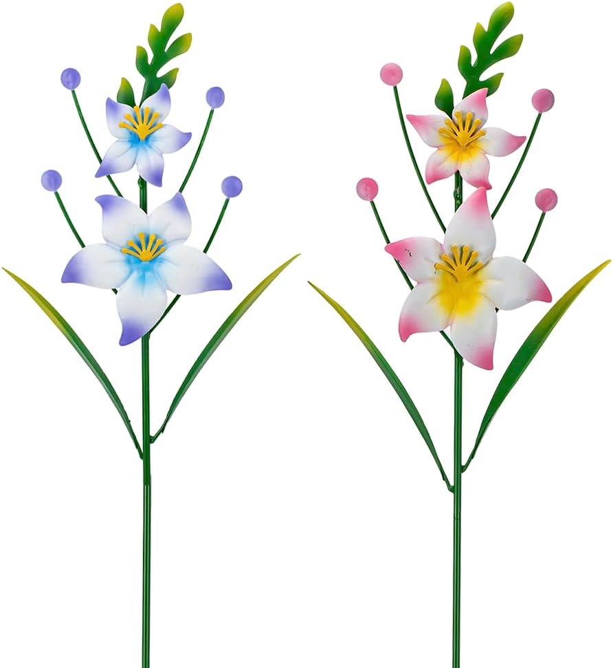 Outdoor Decorative Garden Stakes,Metal Flowers for Outside Spring Decor,Waterproof Garden Decor for Outside,Lawn,Patio,Yard