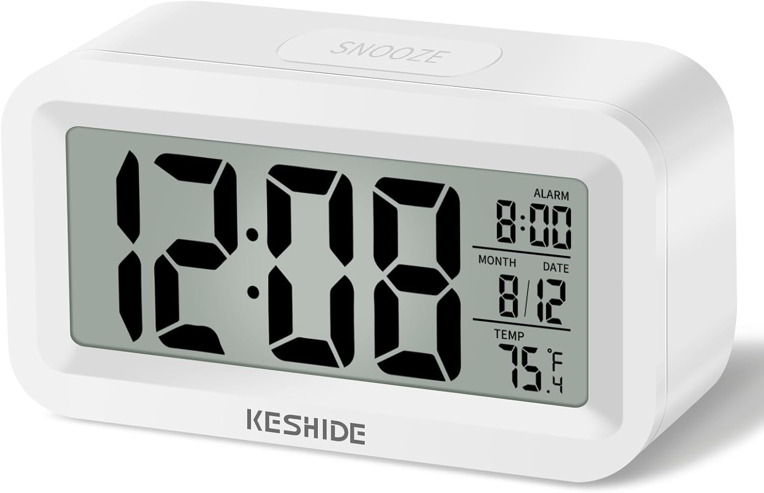 Travel Digital Alarm Clock, Battery Operated with Indoor Temperature, Desk Small Clock,Snooze Model,12/24H Display for Bedrooms Heavy Sleepers Kids Travel Bathroom