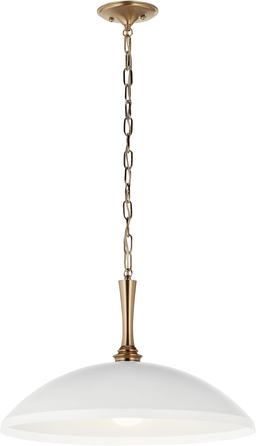 Kichler Delarosa 1-Light Pendant Light Fixture, Traditional Hanging Lamp with White Shade and Champagne Bronze Hardware for Kitchen Island, Dining Room, or Hallway (12.75″ x 20.25″), 52638WH
