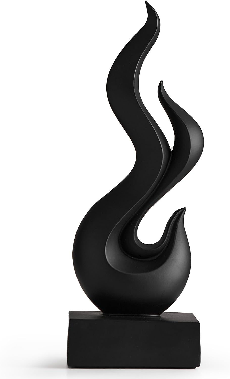 Modern Abstract Art Table Decoration, Gold Decor Flame Statue for Living Room Home, Black Shelf Decor Accents, Abstract Art Resin Sculpture for Dining Room, Office & Coffee Table Centerpiece (Black)