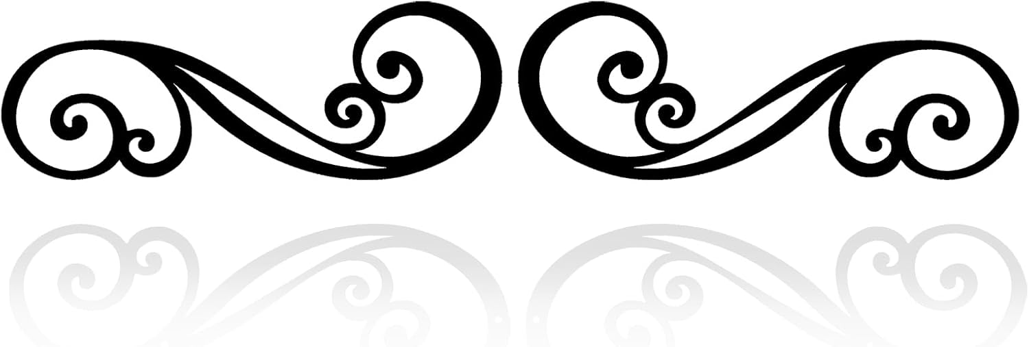 Metal Scroll Wall Art Decor Flat Rustic Iron Wall Scroll Decorations | Lightweight Flat 2D Pair Scroll for Front Porch Above Door Hallway Entryway Living Room