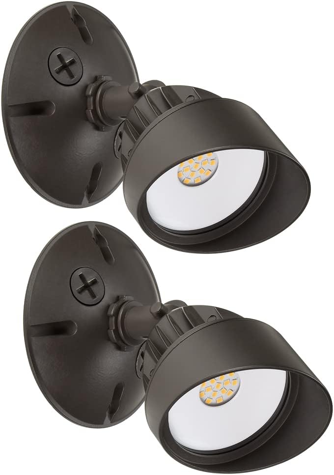 Maxxima LED Brown Outdoor Flood Security Wall Light 800 Lumens 3000K 2 Pack | Exterior Security Light, Adjustable Head, Warm White, Exterior Lighting