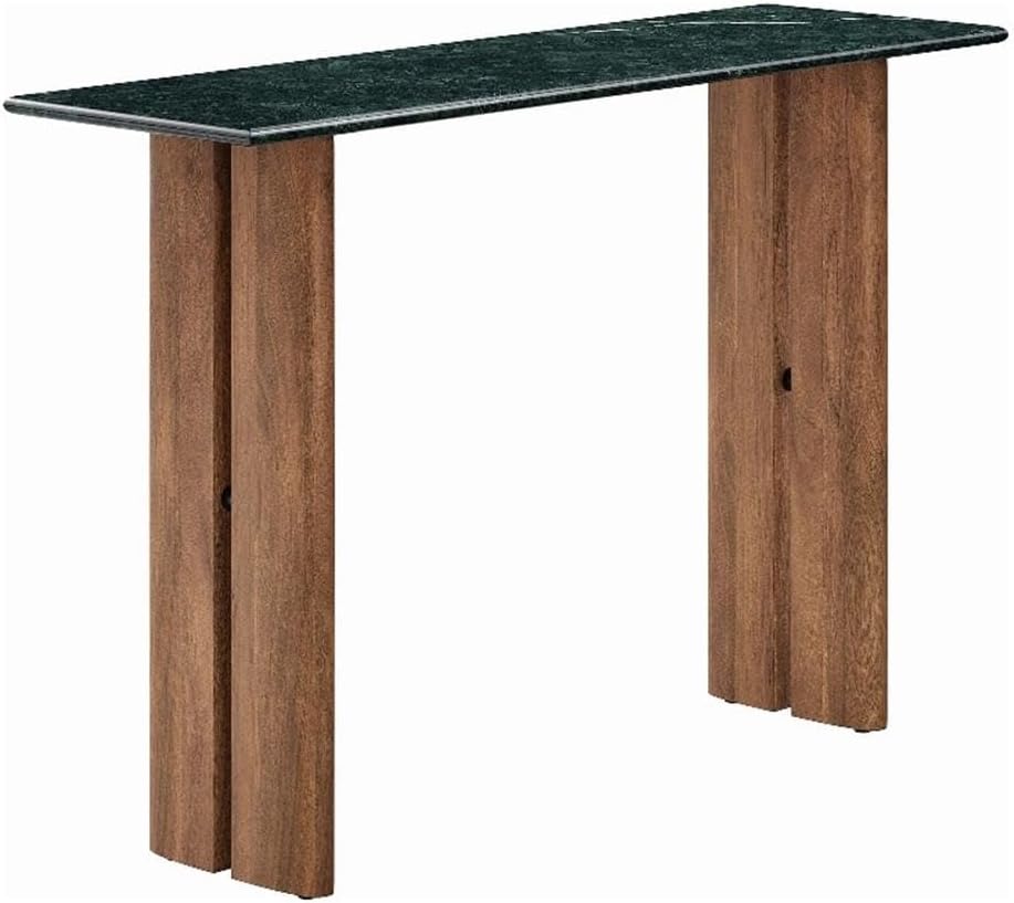 Modway Amistad Marble Console Table in Walnut Green Marble – Rectangular 46 Inch Entryway Hallway Table with Mango Wood Base