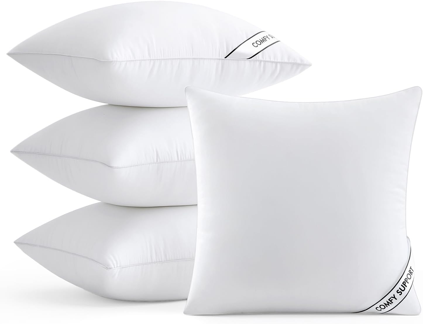 MIULEE 18×18 Inch Pillows Inserts, Pack of 4 Down Alternative Virgin Filling Comfy Support Throw Pillows for Sofa Couch Bed