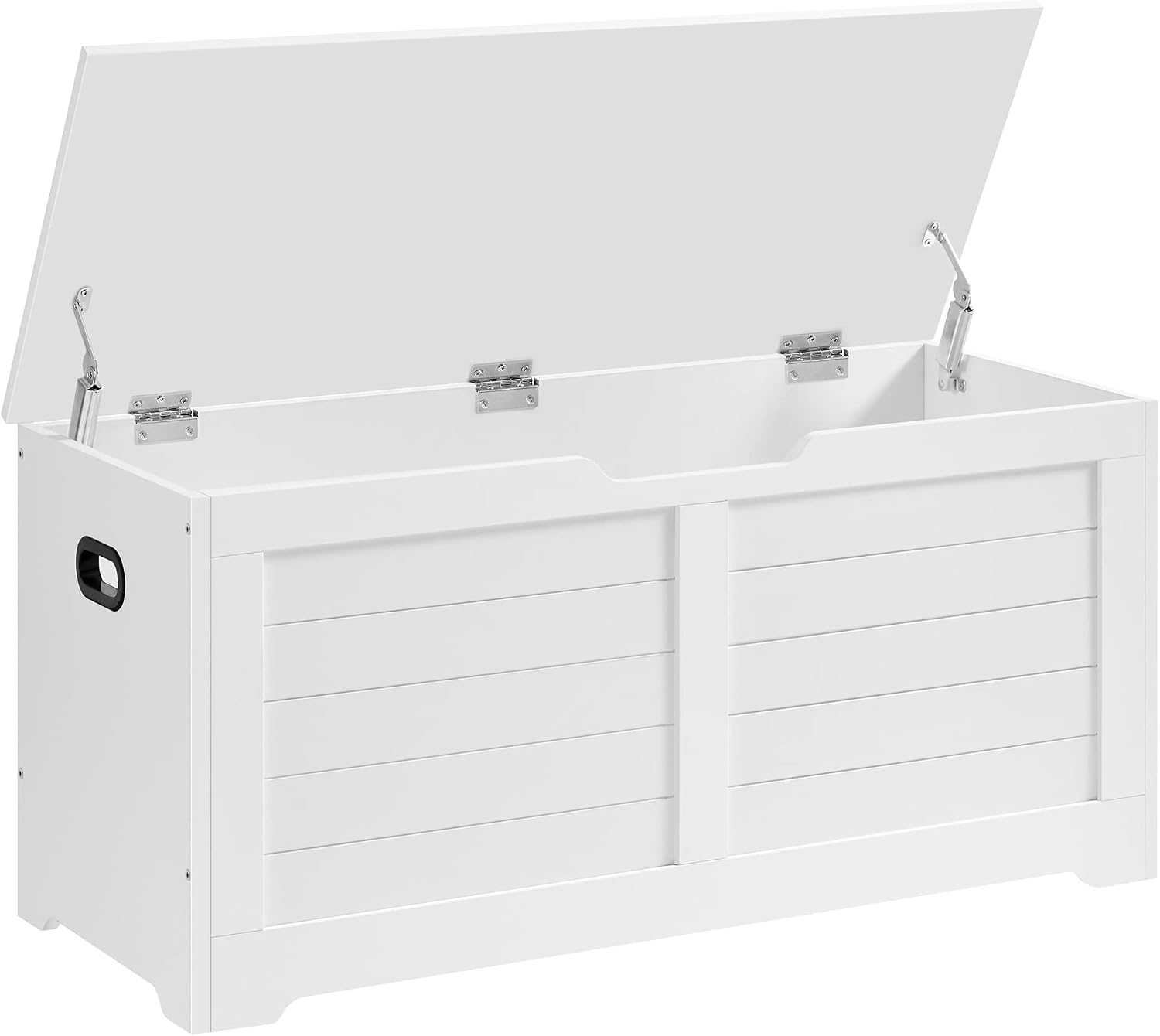 VASAGLE Storage Chest, Storage Bench with 2 Safety Hinges, Farmhouse Style, 15.7 x 39.4 x 18.3 Inches, for Entryway, Bedroom, Living Room, Cloud White ULSB061T10