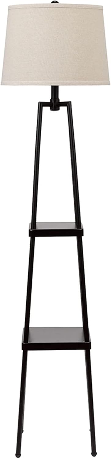 Catalina Lighting 19305-000 Modern Etagere Floor Lamp with Shelves, Standing Lamp, Living Room Light with Shelving, LED Bulb NOT Included, 58″, Black