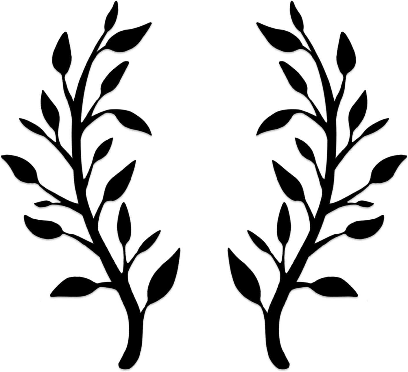 Yuzhuo 2 Pieces Metal Tree Leaf Wall Décor Branch Leaf Wall Art for Indoor Outdoor Garden Home Bedroom Living Room Decorations (Black)