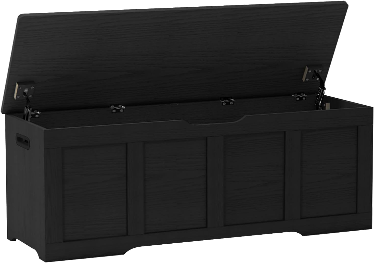 Timberer 47.2″ Storage Chest, Extra Large Storage Trunk with 2 Safety Hinges, Wooden Storage Bench, Shoe Bench, Entryway Bench for Living Room, Bedroom, Black