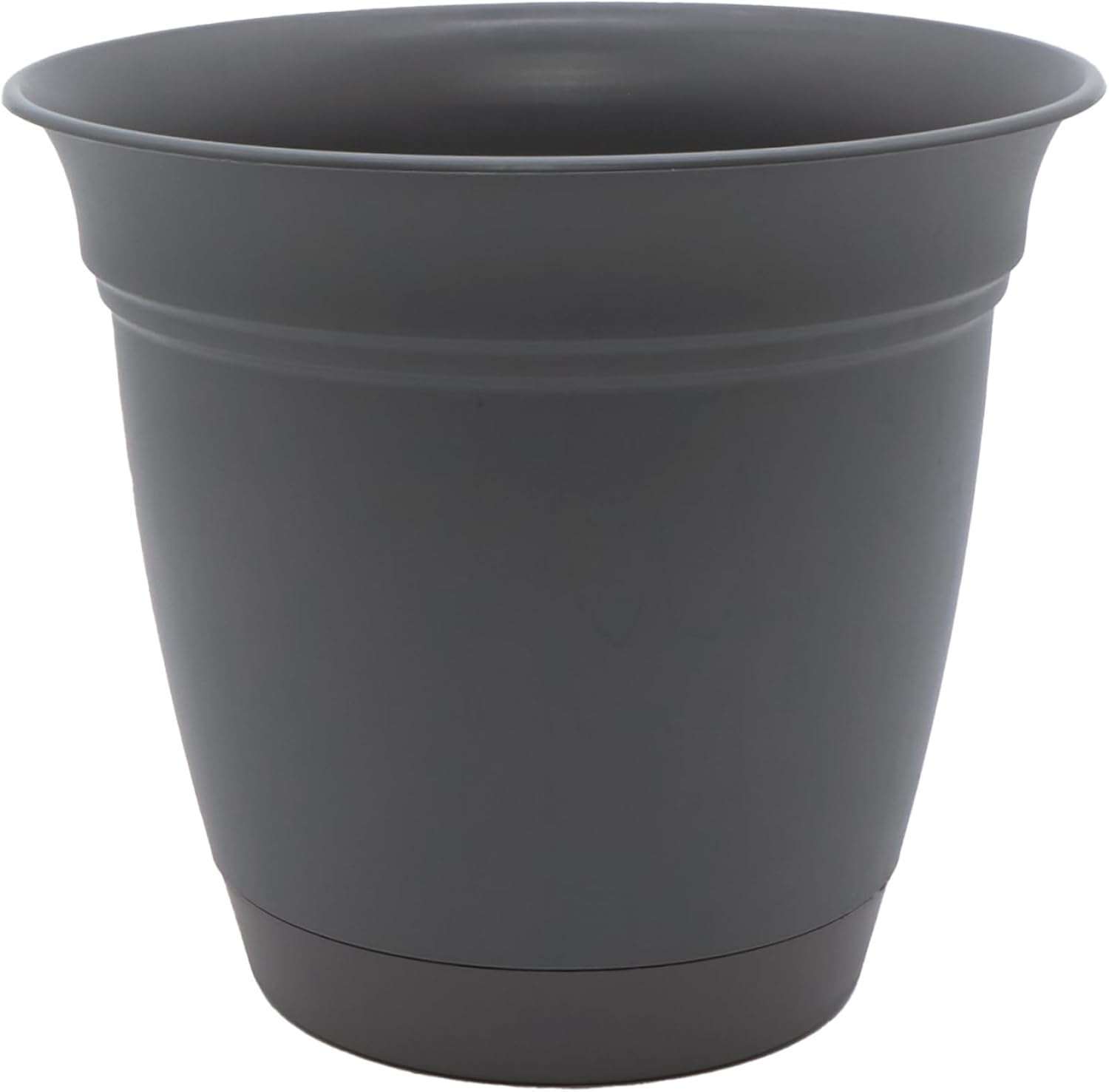 The HC Companies Eclipse Round Planter with Saucer – Outdoor & Indoor Plant Pot with Drainage Holes – Lightweight, UV-Resistant Plastic Pots for Plants, Flowers & Herbs (20″ Warm Gray, Pack of 1)