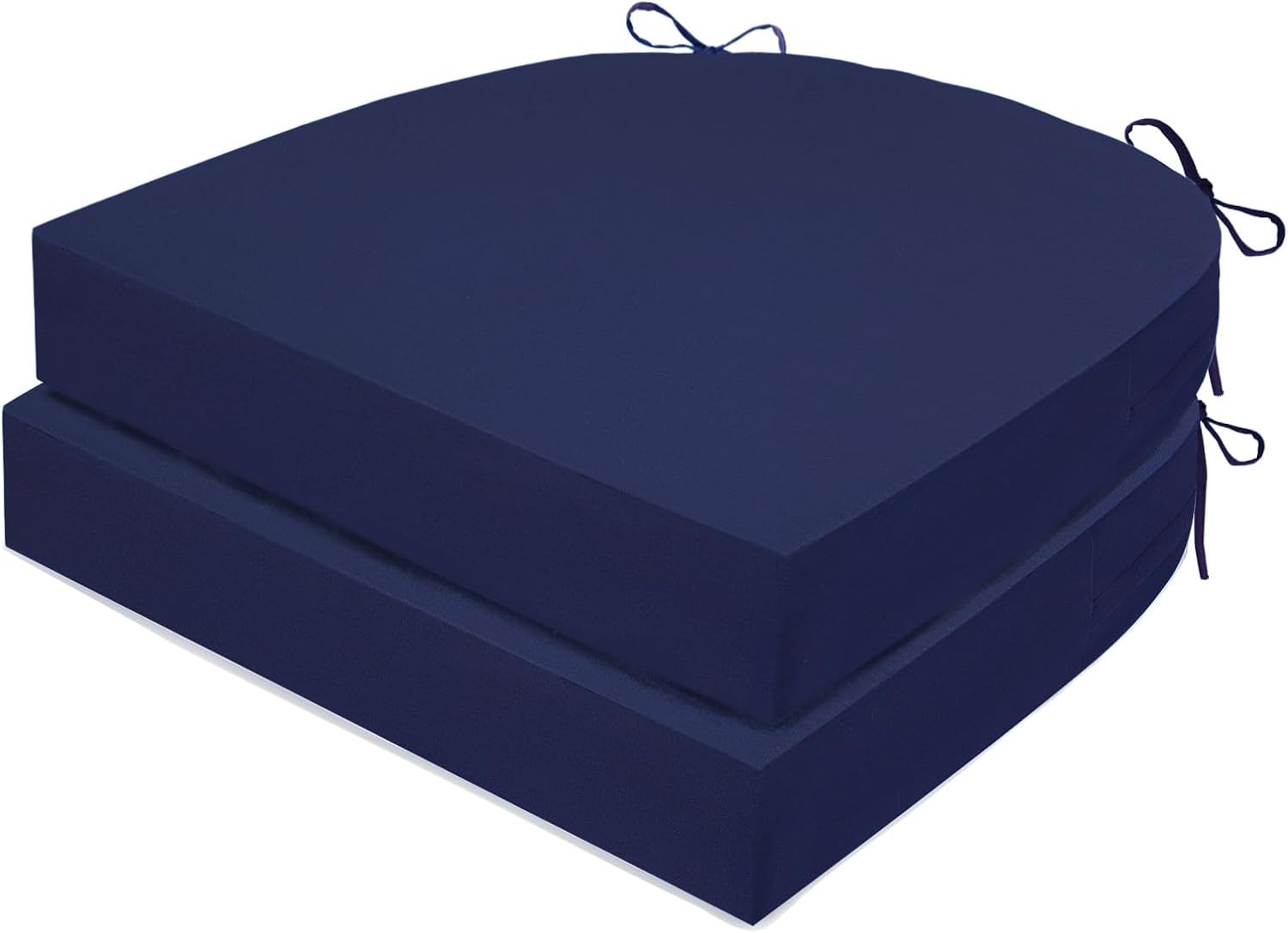Outdoor Chair Cushions Set of 2, Waterproof Foam Patio Seat Cushions with Ties for Garden Sofa & Dining Furniture, 3-Year Color Fastness, 18x18x3 Inch, Blue