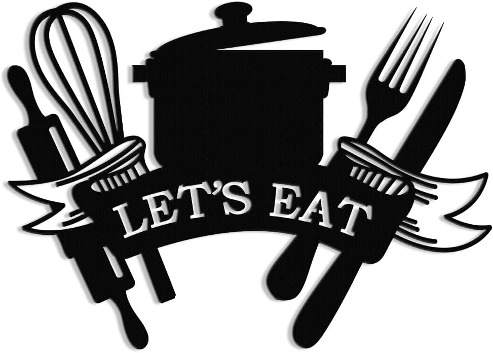 XORT Vintage Farmhouse Let’s Eat Kitchen Metal Wall Plaque Art Sign | Hanging Metal Wall Decor for Kitchen, Dining Room And Living Room Home Decoration