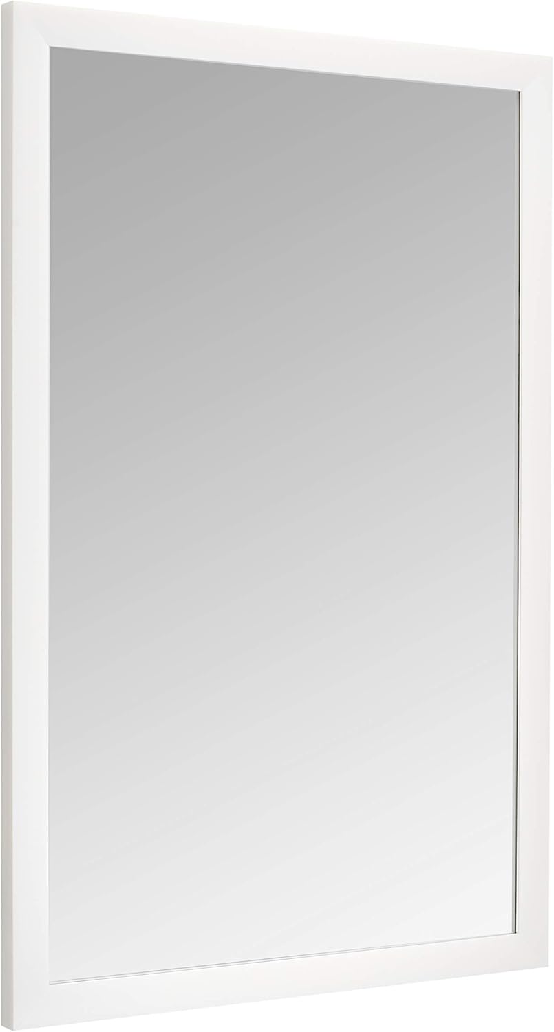 Amazon Basics Rectangular Wall Mount Mirror for Bedroom, Living Room, Entryway, 24″ x 36″, Standard Trim, White, Hangs Horizontally or Vertically