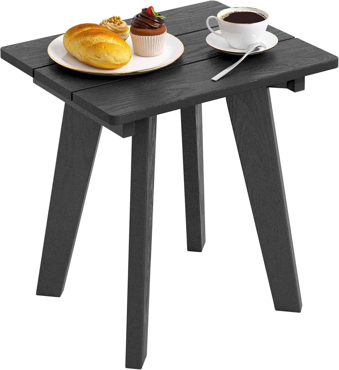 Homejoy HDPE Outdoor Side Table,Small Outdoor Table for Patio, Black | 200 LBS Capacity Heavy Duty Outdoor Table for Backyard, Pool,Fits Adirondack,Chaise, HDPE Low Maintenance, Weather Resistant