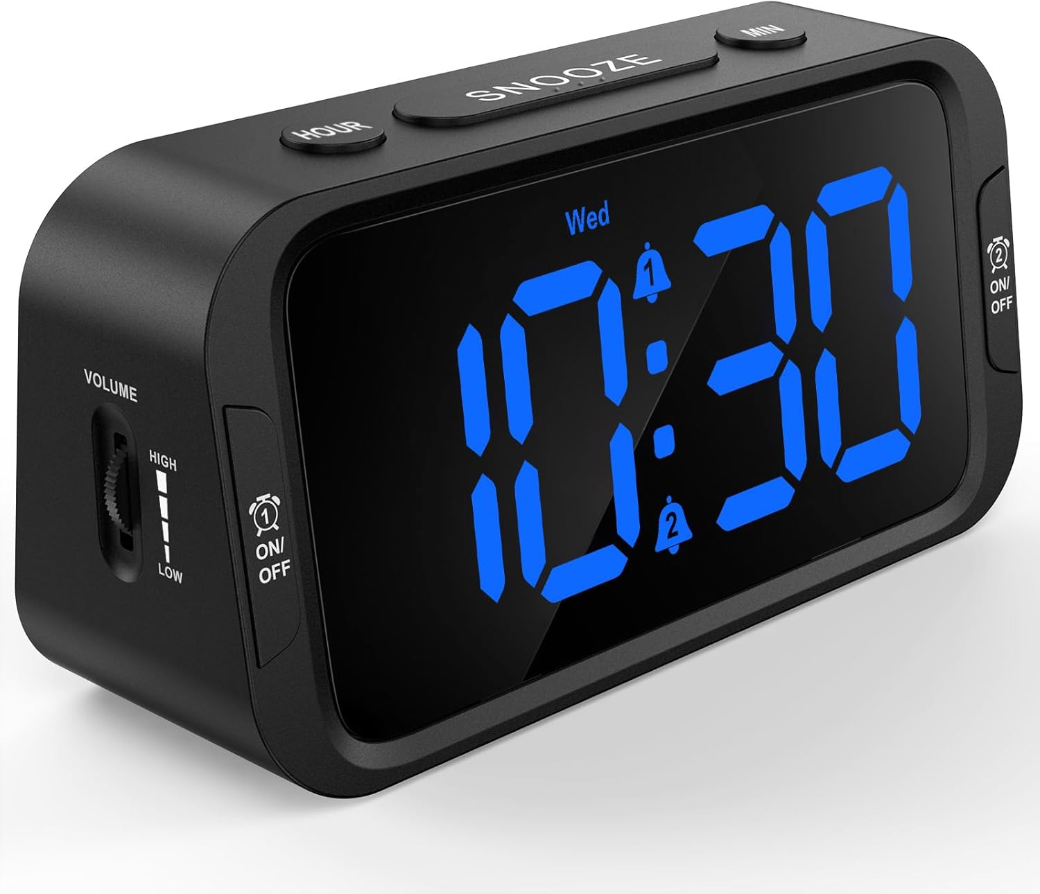 Odokee Digital Dual Alarm Clock for Bedroom with 0-100% Dimmable Display | Easy to Set Alarm Clock with Weekday/Weekend Mode – Loud Alarm for Heavy Sleepers with 5 Sounds Adjustable Volume – Blue