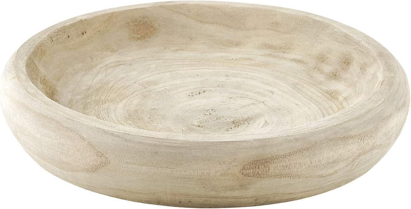 BOLTCORRSE Wooden Decorative Bowl – Hand Carved Natural Wood Fruit Bowl, Rustic Farmhouse Dough Bowl Decor, Wooden Serving Bowl for Coffee Table, Entryway Key Bowl or Kitchen Centerpiece