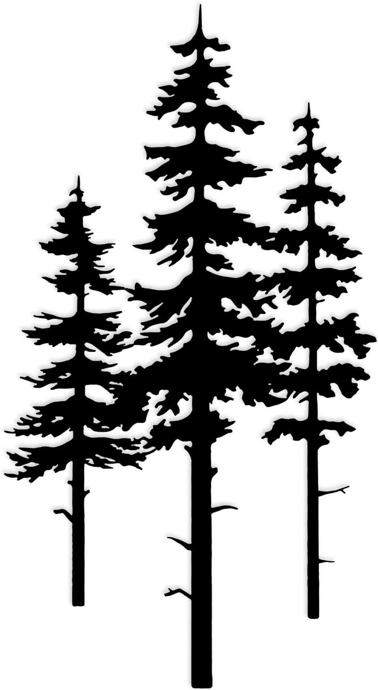Jidecor Metal Pine Tree Wall Art Decor, Nature Home Decor, Cedar Trees Metal Sign, Wall Decorations for Living Room, Forest Decor, Nature Lover Gift (Black)