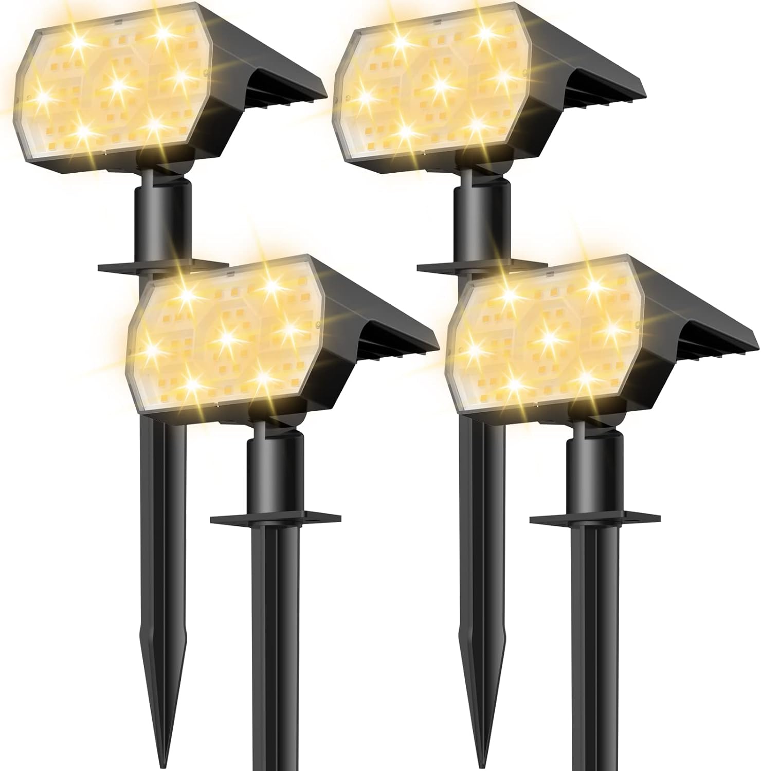 NYMPHY Solar Lights Outdoor Waterproof IP68, 56 LED 3 Lighting Modes Solar Powered Garden Yard Spot Solar Lights for Outside Landscape- 4 Pack (Warm White) | 56 LED 3 Lighting Modes IP68 Waterproof Solar Powered Garden Yard Spot Solar Lights for Outside Landscape
