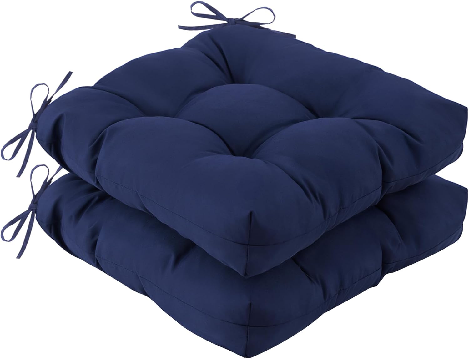 IASEAHK Outdoor Chair Cushions Set of 2, 19″ x 19″ x 5″, Waterproof Outdoor Seat Cushions for Patio Furniture, Fade-Resistant Patio Chair Cushion, Dining Wicker Chair Pads for Porch Garden, Navy Blue