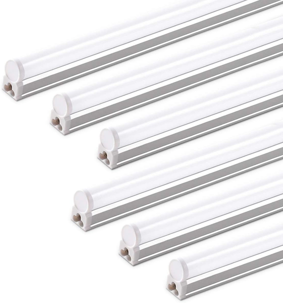 Barrina (6 Pack LED T5 Integrated Single Fixture, 4FT, 2200lm, 6500K 20W | Super Bright White Utility LED Shop Light, Ceiling Under Cabinet Light, Corded Electric with ON/Off Switch, ETL Listed