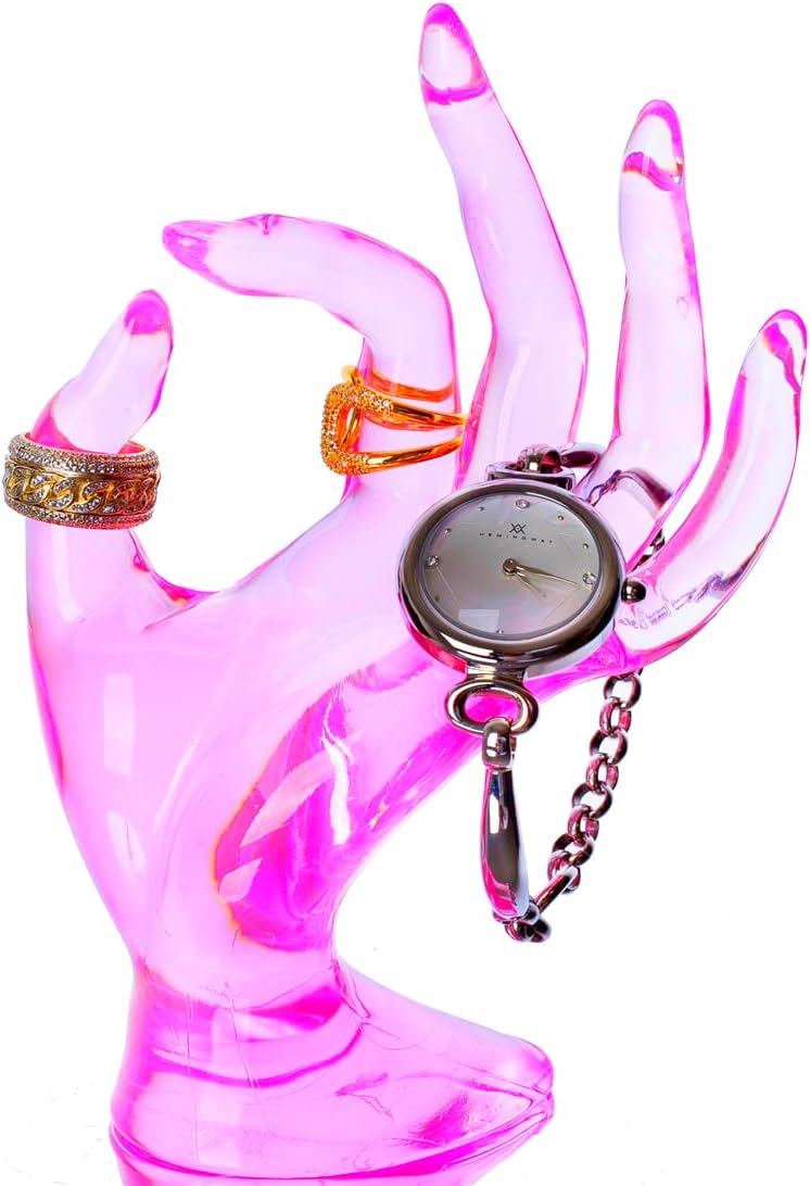 HOMEGOAL Ring Holder, Pink Room Decor, Hand Jewelry Display Holder, Danish Pastel Room Decor, Preppy Decor, Mannequin Hand, Polyresin, 7 Inch (Pink)