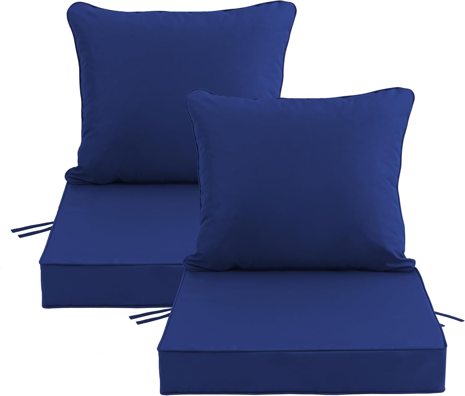 24×24 Inch Outdoor Chair Cushions Set of 2, Patio Furniture Cushions – Removable Cover, Water-Repellent, Fade-Resistant, Non-Slip Bottom & Straps, Replacement for Deep Seat Sofa & Couch – Navy