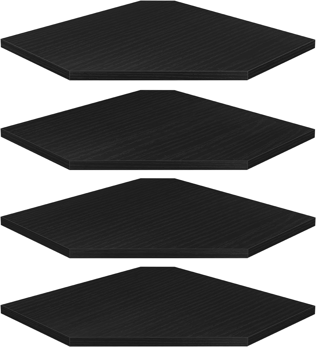 Homode Corner Floating Shelves, Corner Shelves Wall Mounted with Cord Hole, 4 Tier Diamond Shape Corner Hanging Shelving for Wall Storage, for Cable Box, TV Cords, Books, Plants, Black