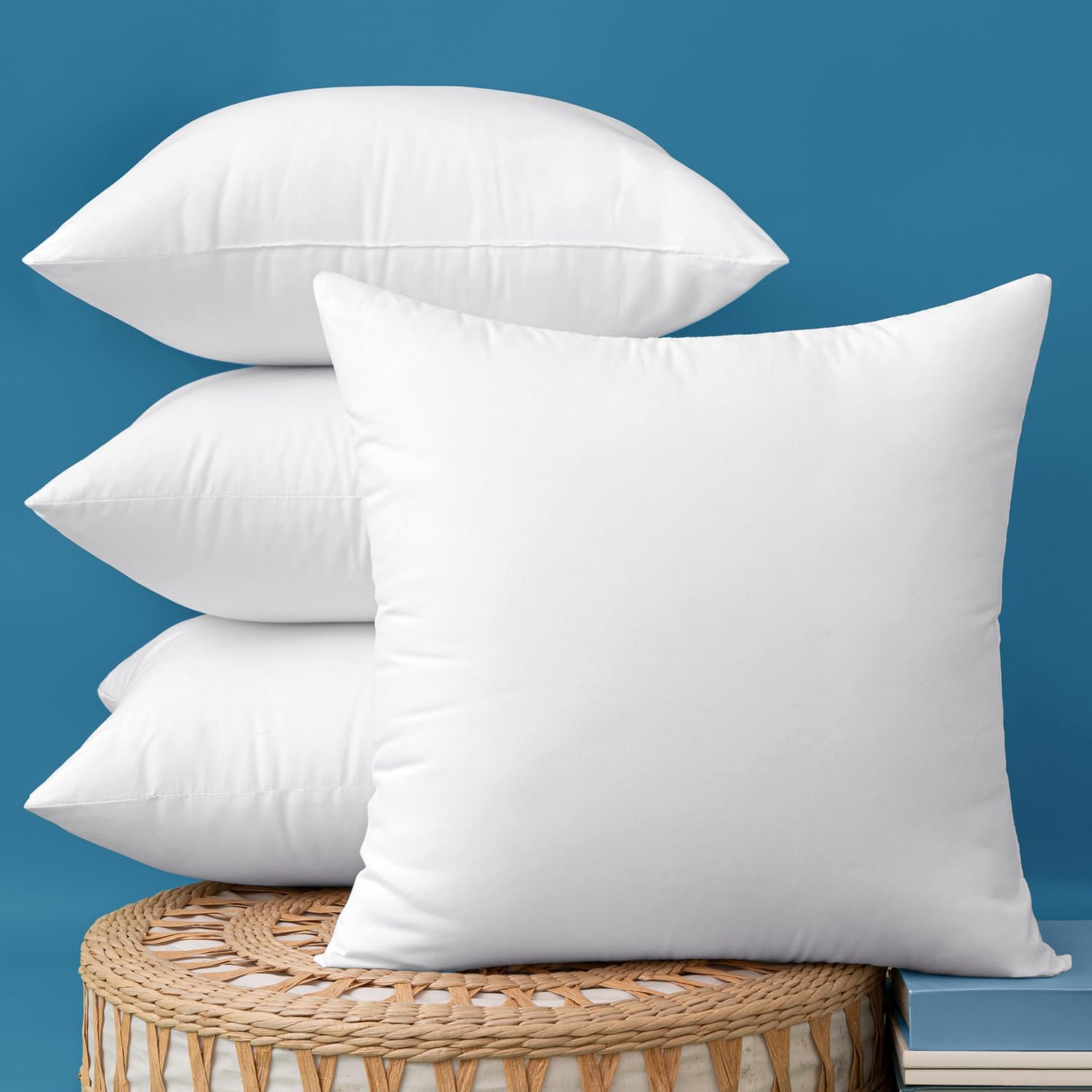MIULEE Pack of 4 18×18 Inch Outdoor Pillow Inserts | Water-Resistant Throw Pillow Inserts Decorative Square Pillow Stuffer Sham for Porch Swing Couch Sofa Cushion Patio Furniture