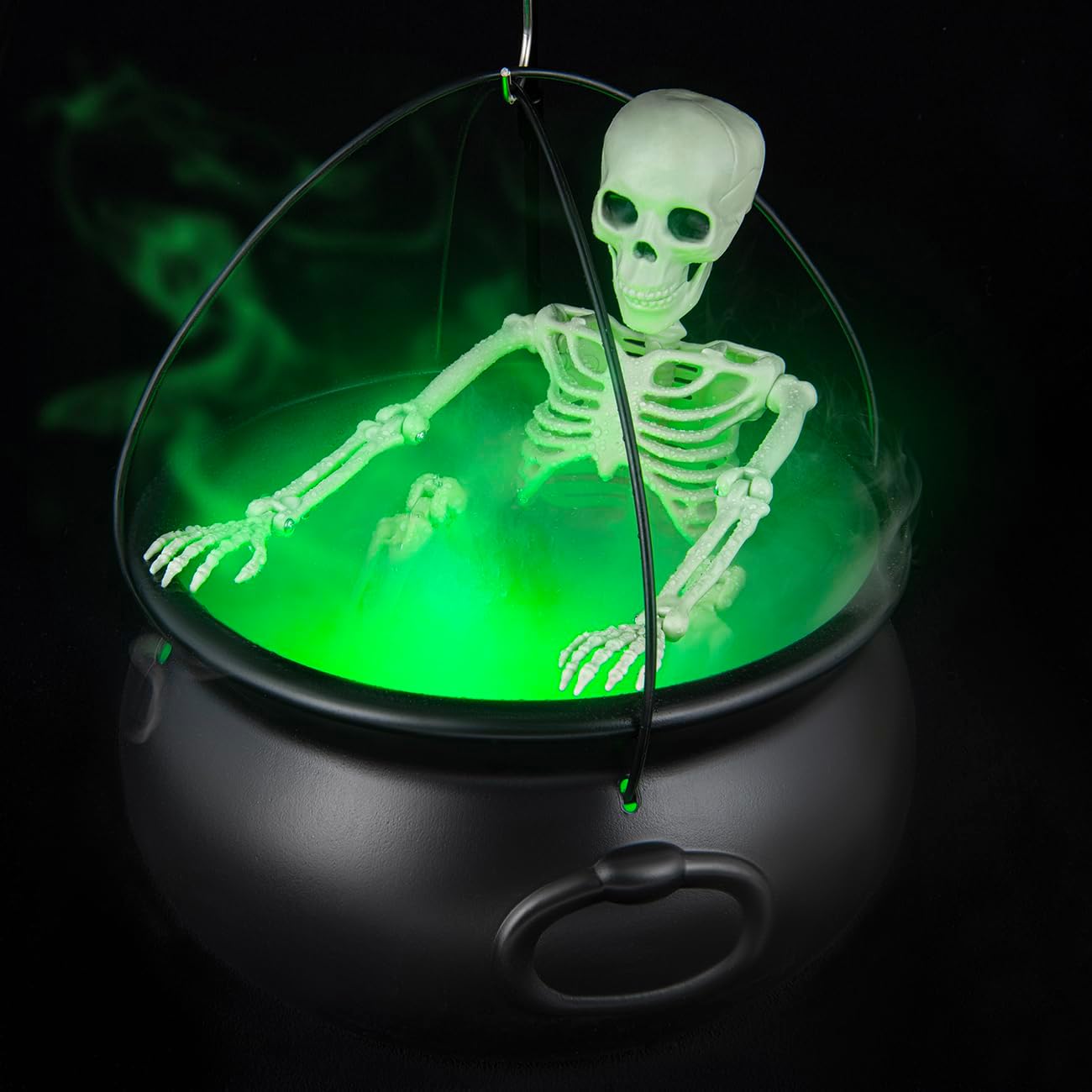 MEADIN Halloween Decorations Outdoor – Large Witches Cauldron on Tripod with Cauldron Diffuserr and Big Skeleton – Black Plastic Cauldron Halloween Decor for Outside Yard Lawn Home Porch Door