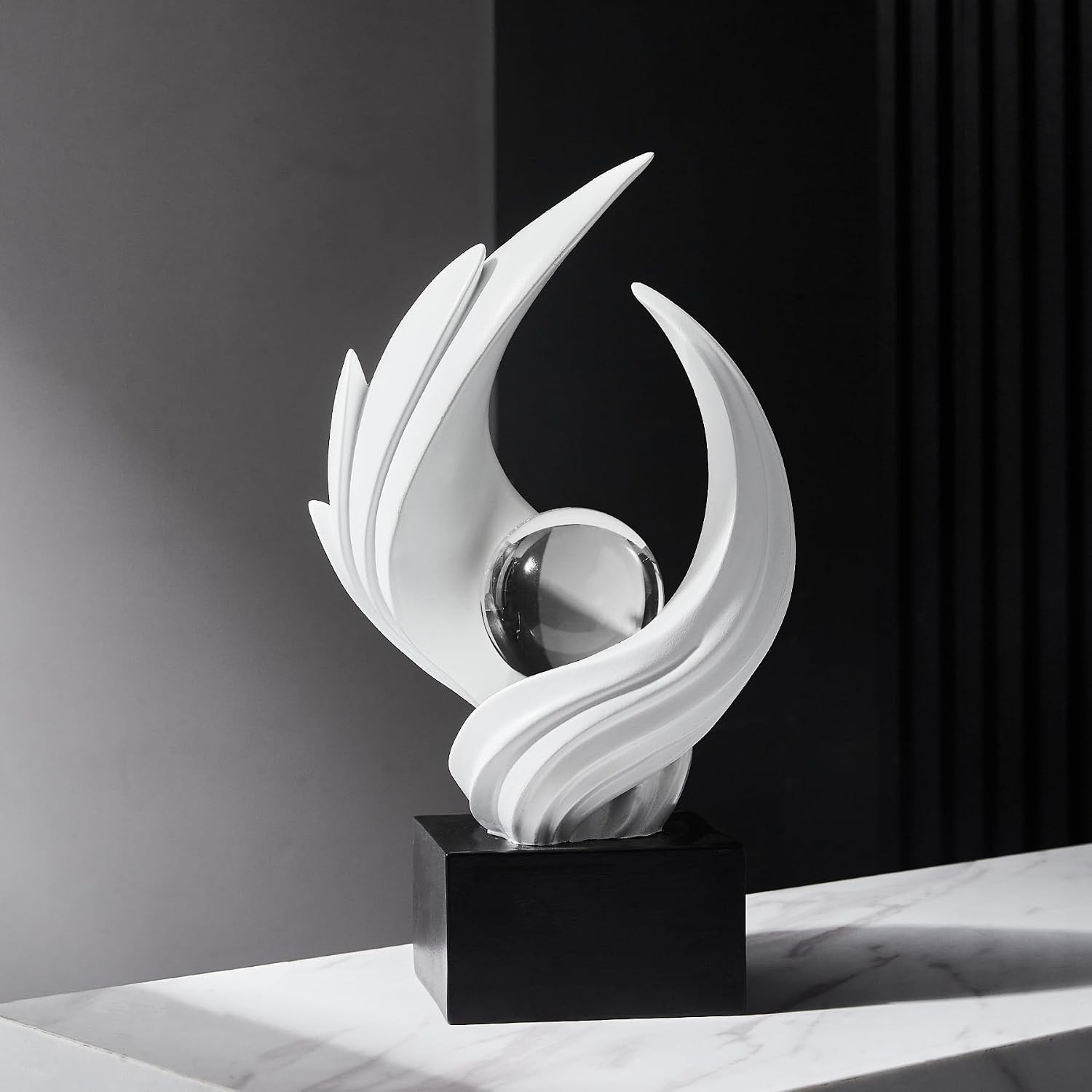 FJS Modern Abstract Sculpture for Coffee Table Living Room Decor | Resin Abstract Art White Sculpture Decor For Living Room TV Stand Shelf And Office Desk Modern Home Decoration