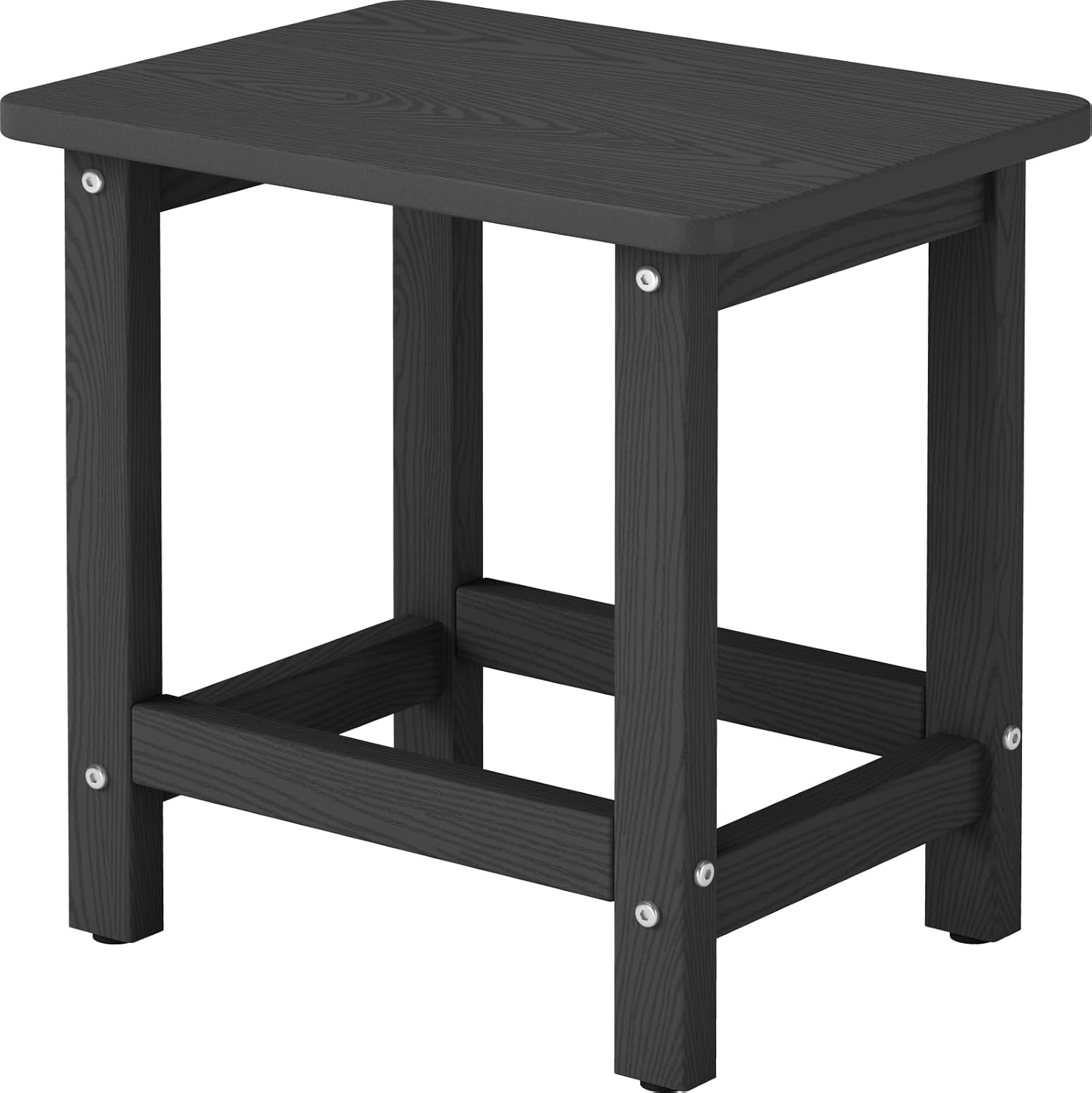 Weatherproof Outdoor Side Table, HDPE Small Outdoor Table for Adirondack, 16.6-Inch Patio Square End Tables for Garden, Backyard, Porch, Deck, Balcony, Poolside (Black)