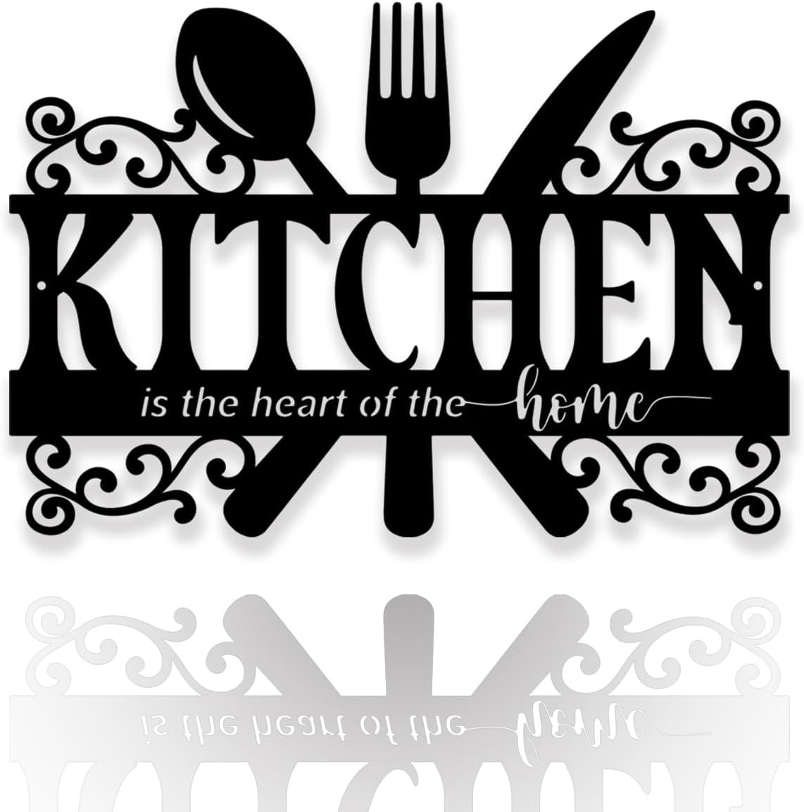 Metal Kitchen Wall Decor Signs Decorative Kitchen Wall Art Rustic Country Art for Dining Room Black (Large)