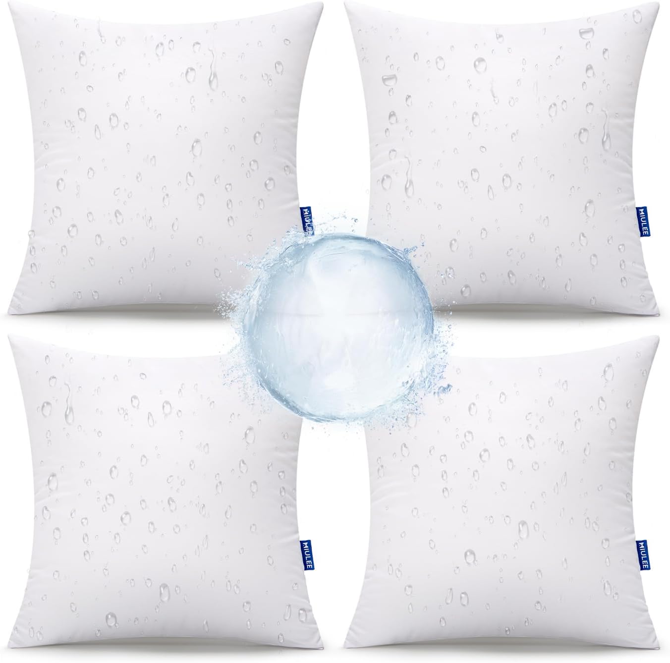 MIULEE 18×18 Outdoor Pillows,Set 4 Waterproof Soft Support Throw Pillows | Soft Support, Decorative Throw Inserts, Water Resistant for Patio Furniture and Garden