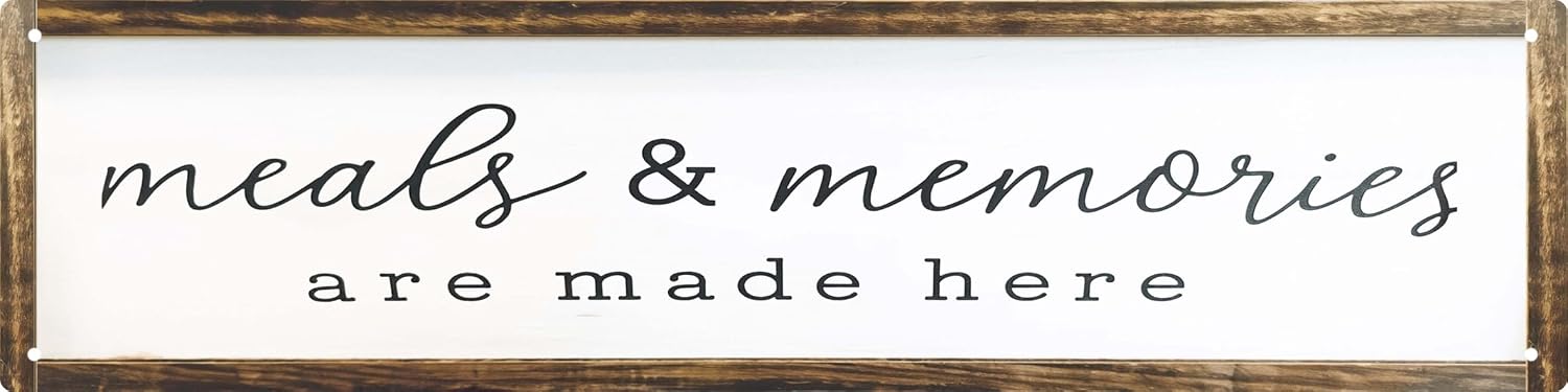 CSWLJS Farmhouse Kitchen Wall Decor Meals and Memories Metal Sign | Rustic Metal, Dinning Room Wall Decor, 4×16 In