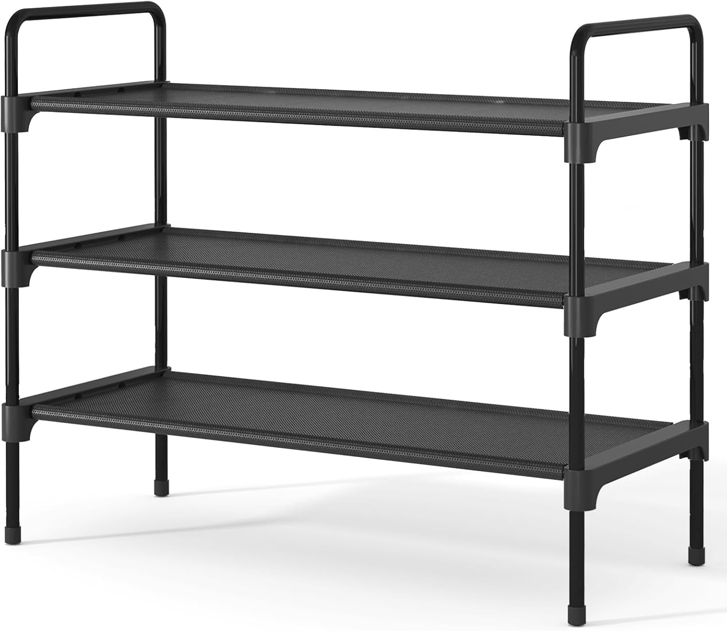 Kitsure Shoe Rack for Closet, Sturdy Shoe Storage for Entryway, Space-Saving Shoe Rack Small and Shoe Shelf, 27.6″ Wide, Black