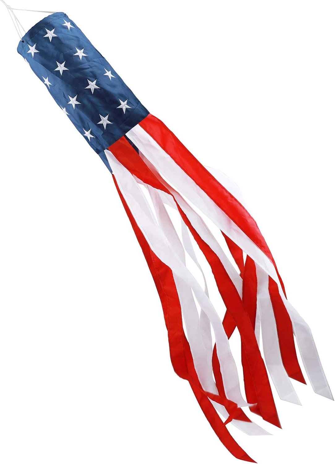 HOOSUN 4th Of July Decorations,40 Inch American Windsock,American Wind Socks for Outside Heavy Duty,Patriotic Memorial Day Decor USA Flag Windsocks With Embroidered Stars,Red White and Blue Windsock