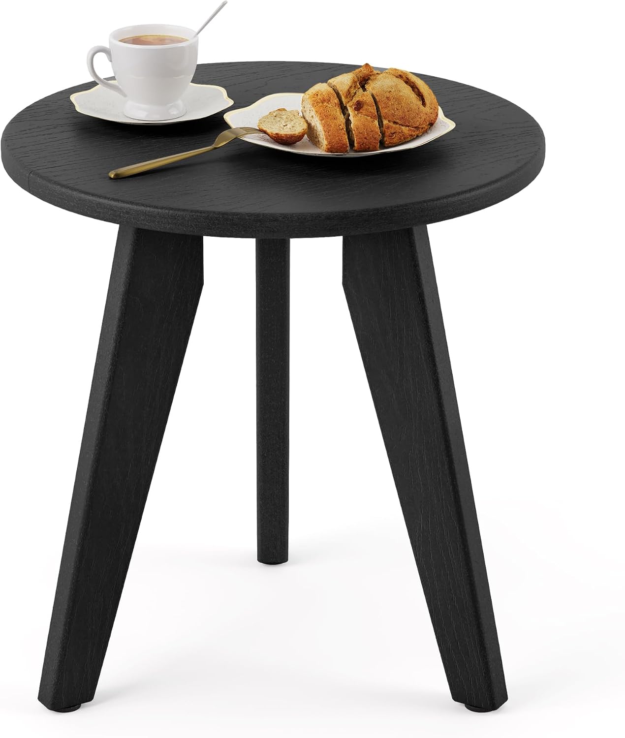 HDPS Outdoor Side Table, Small Round Side Table Weather-Resistant, Outdoor Side Tables for Patio, Porch, Deck, End Table for Plant Stand, Living Room, Bedroom, Black | Outdoor Round Accent Table For Patio,Porch,Garden,Companion to your Chairs, Weather-Resistant, Easy Clean, Quick Assembly