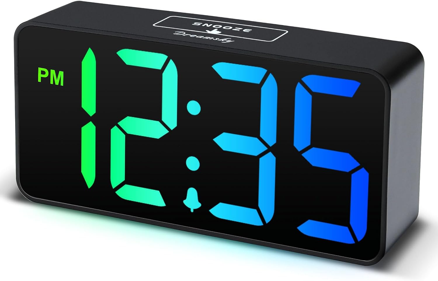 DreamSky Small Digital Alarm Clock for Bedroom, RGB Kids Alarm Clock Boys | Electric Desk Clock with Large Numbers for Bedside Nightstand, Dimmer, Adjustable Alarm Volume, USB Port, USB-C Plug-in