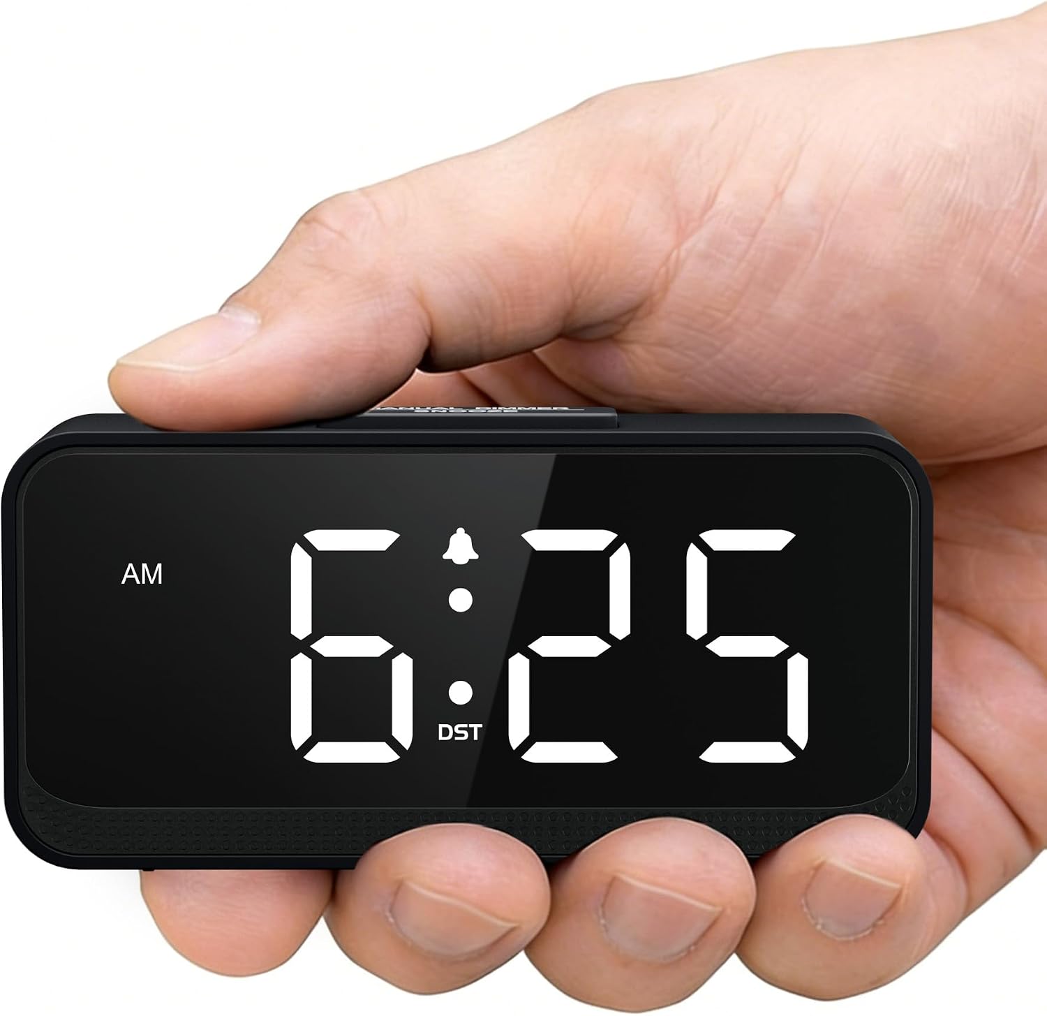 Battery Operated Small Alarm Clock: Clear Time Where You Need It | Compact Cordless Digital Clock for Bedrooms Desks and Travel – Auto Brightness Keeps Time Visible Day and Night