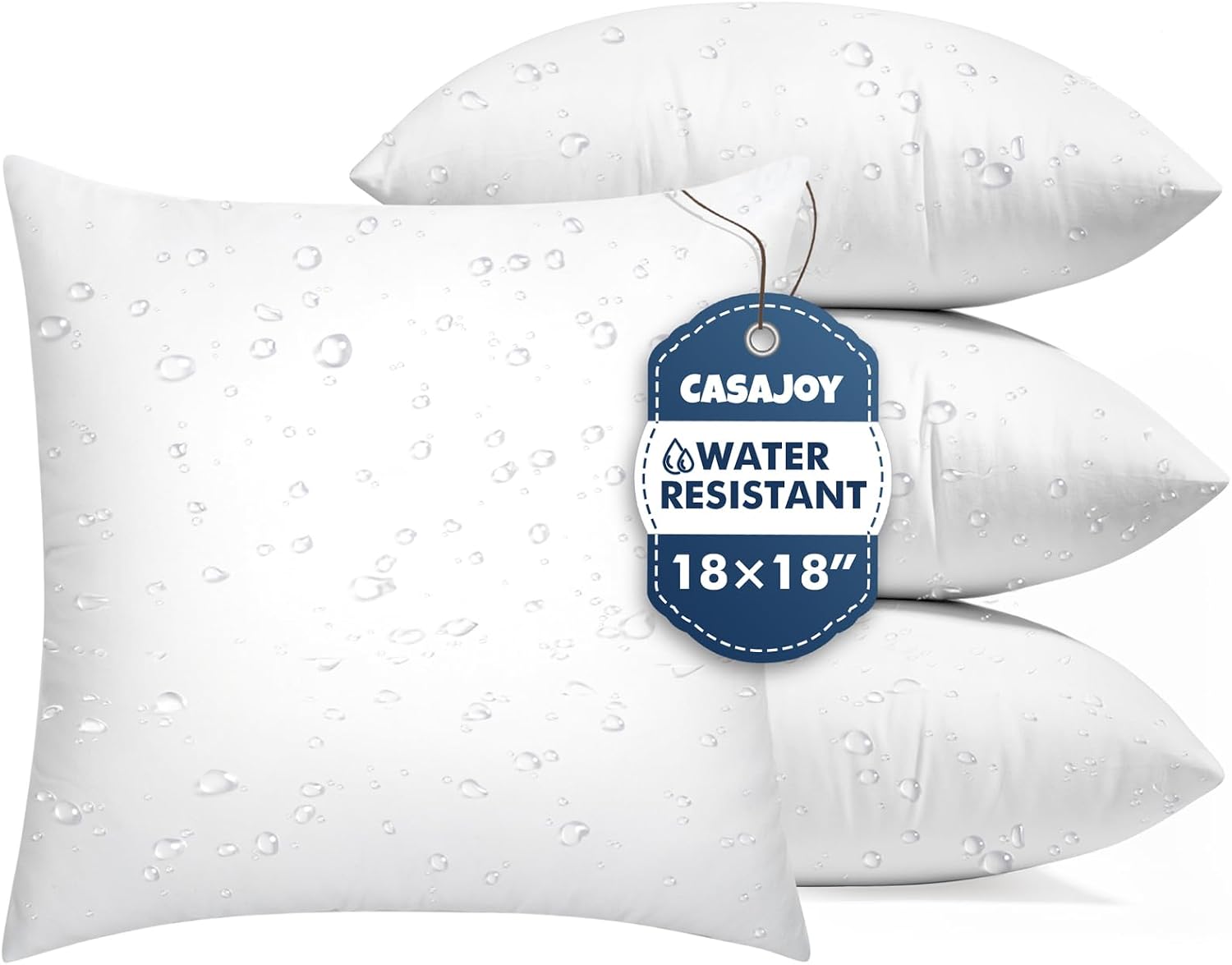 Pack of 4 18×18 Outdoor Pillow Inserts, Water Resistant Throw Pillow Inserts, Cushion Inner Pads for Patio, Furniture, Sofa, Bed, Living Room, Garden Decorative Waterproof Pillow Inserts