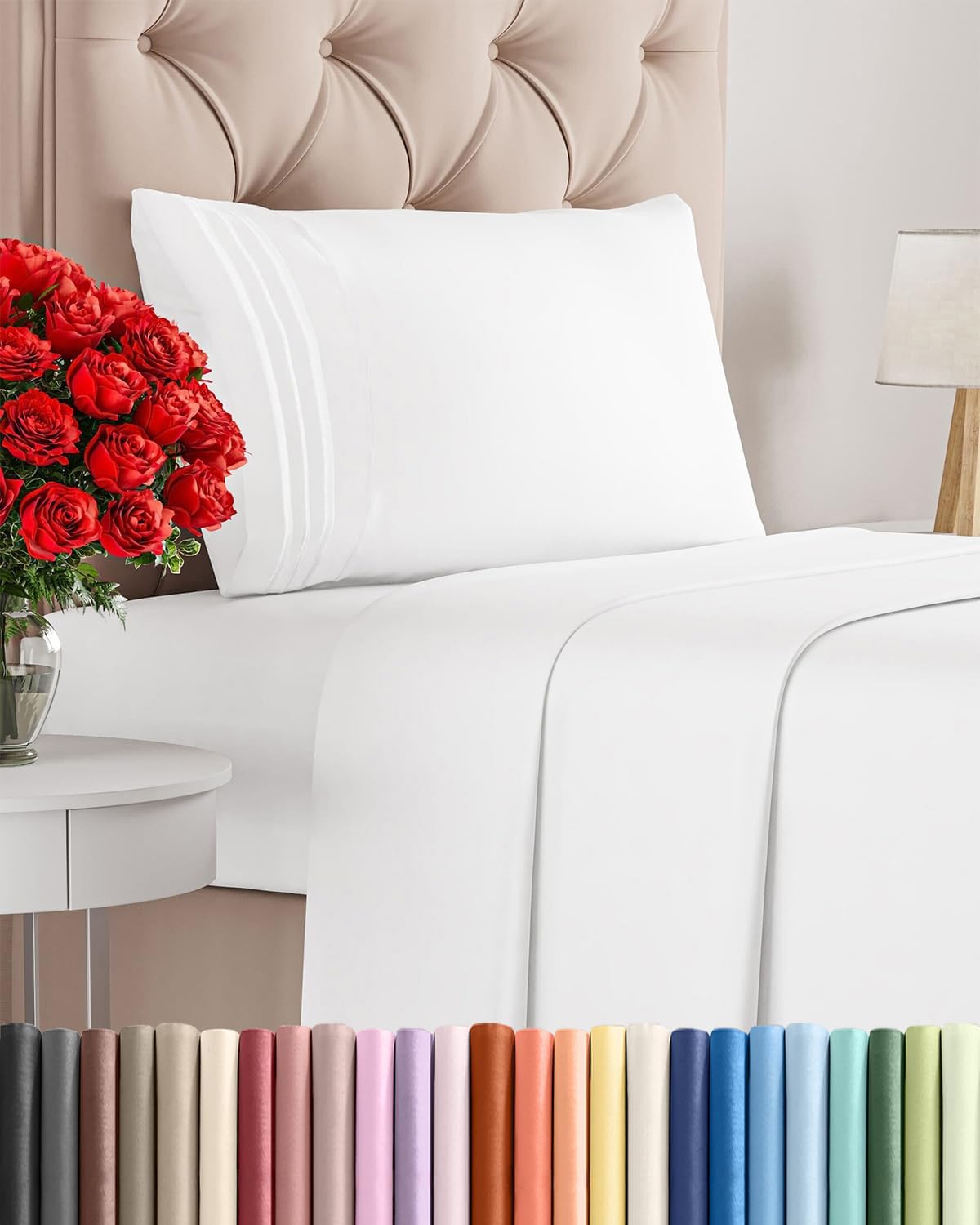 Twin Size 3 Piece Sheet Set – Comfy Breathable & Cooling Sheets – White | Hotel Luxury Bed Sheets for Women & Men, Deep Pockets, Easy-Fit, Extra Soft and Wrinkle Free Sheets, Oeko-Tex Bed Sheet Set