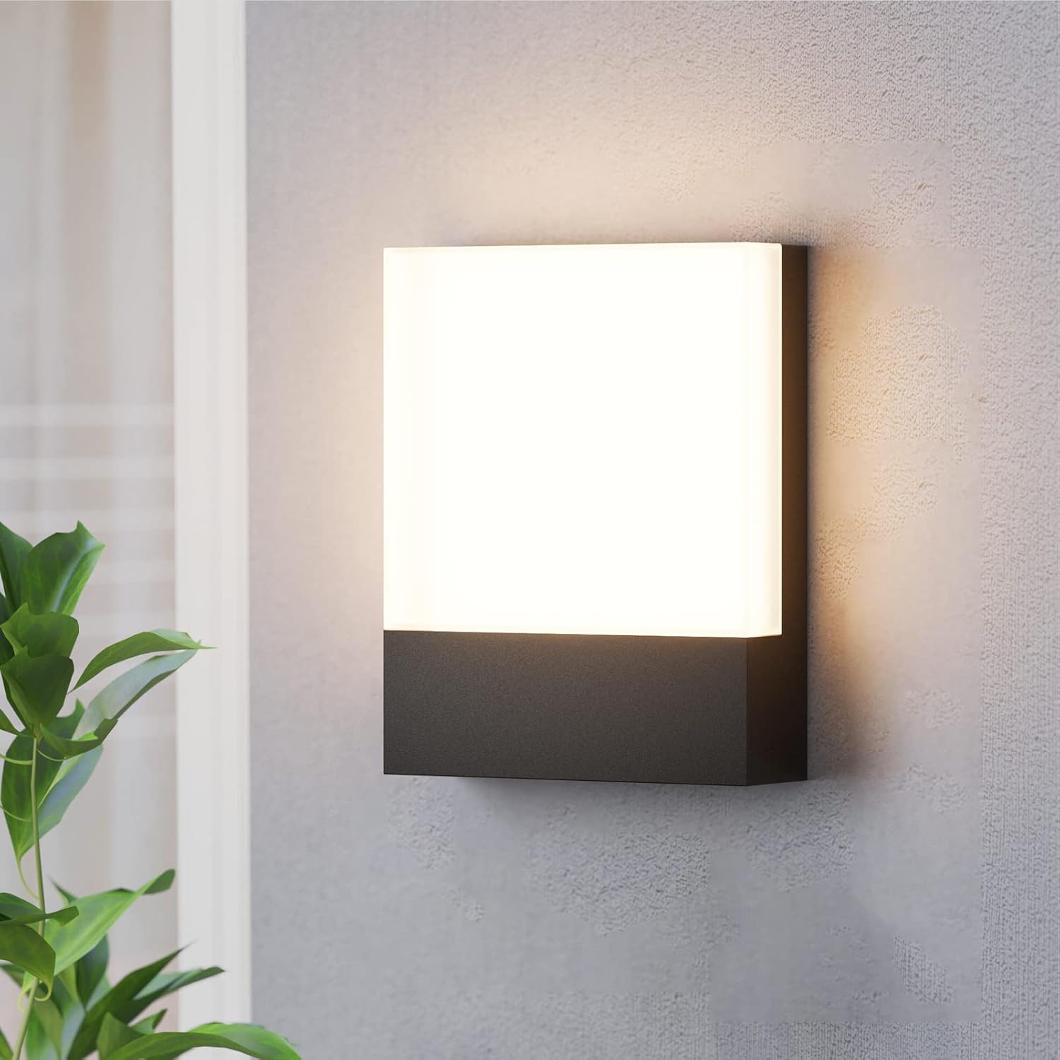 Modern Outdoor Led Wall Light, 24W 3000K Wall Porch & Patio Light,Exterior Hardwired Wall Light Fixtures,IP65 Waterproof Square Wall Lamp for Garage, Front Door,House Yard(Black,1-Pack)