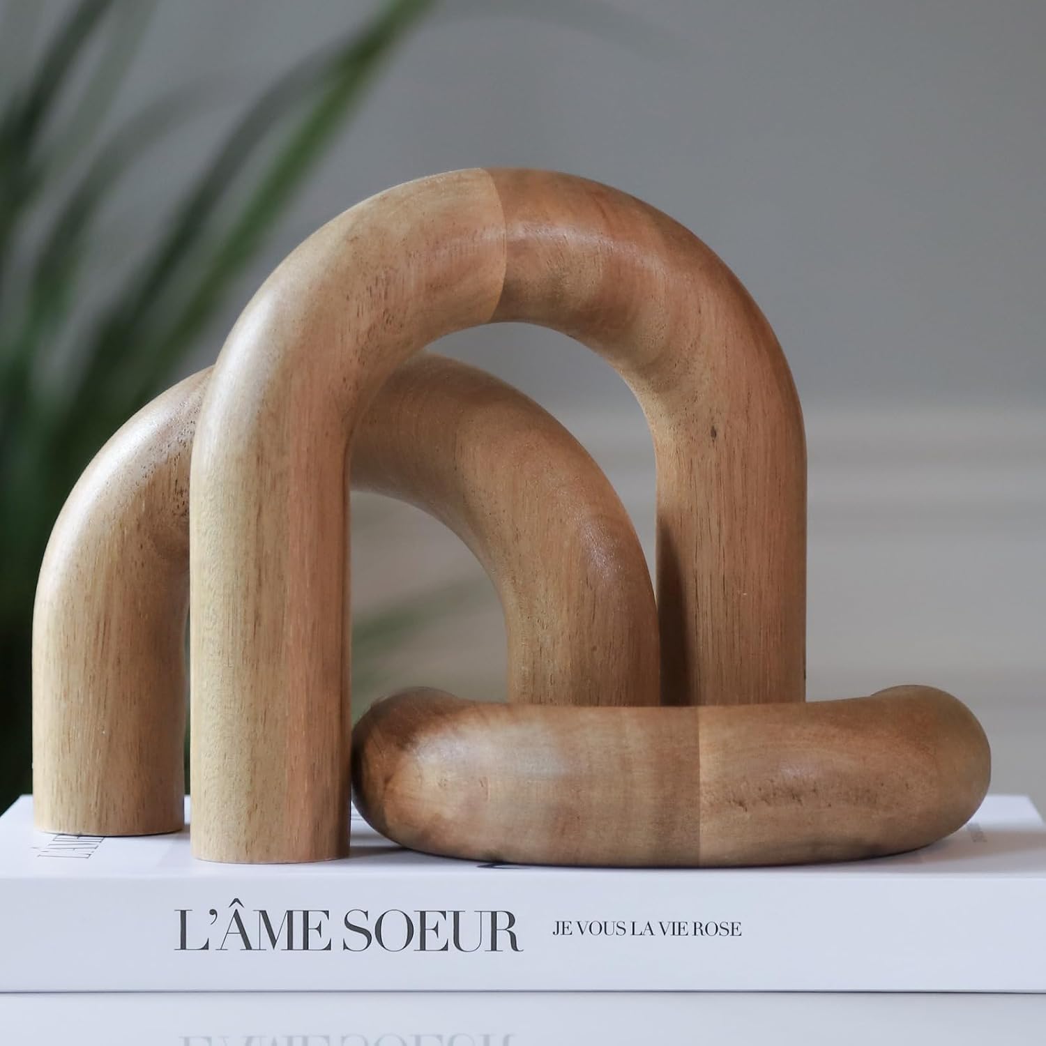 Wooden Arch Decor Set of 3, Acacia Wood Modern Decorative Home Objects | Japandi Home Decor Accents, Coffee Tables, Bookshelves, Entryways, Console Decorations, Housewarming Gift
