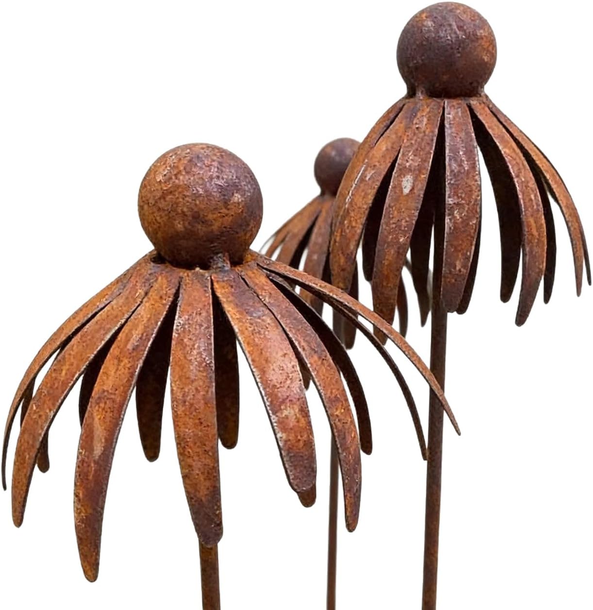 Rusty Outdoor Daisy Flower Metal Yard Stake, 30.7×5.12 Inch (Bronze) | 1 Pc Large Rusted Iron Art Flower Garden Decoration , Weather-Resistant Garden Ornament for Lawn, Pathway, Patio, or Planter