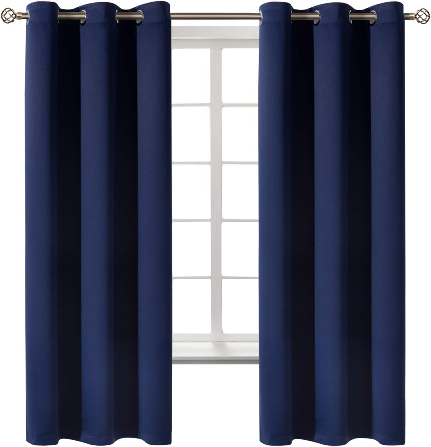 BGment Blackout Curtains for Bedroom – 63 Inch Long Navy Blue Grommet Room Darkening Thermal Insulated Window Drapes for Kids Boys Room, 2 Panels, 42×63 Inch