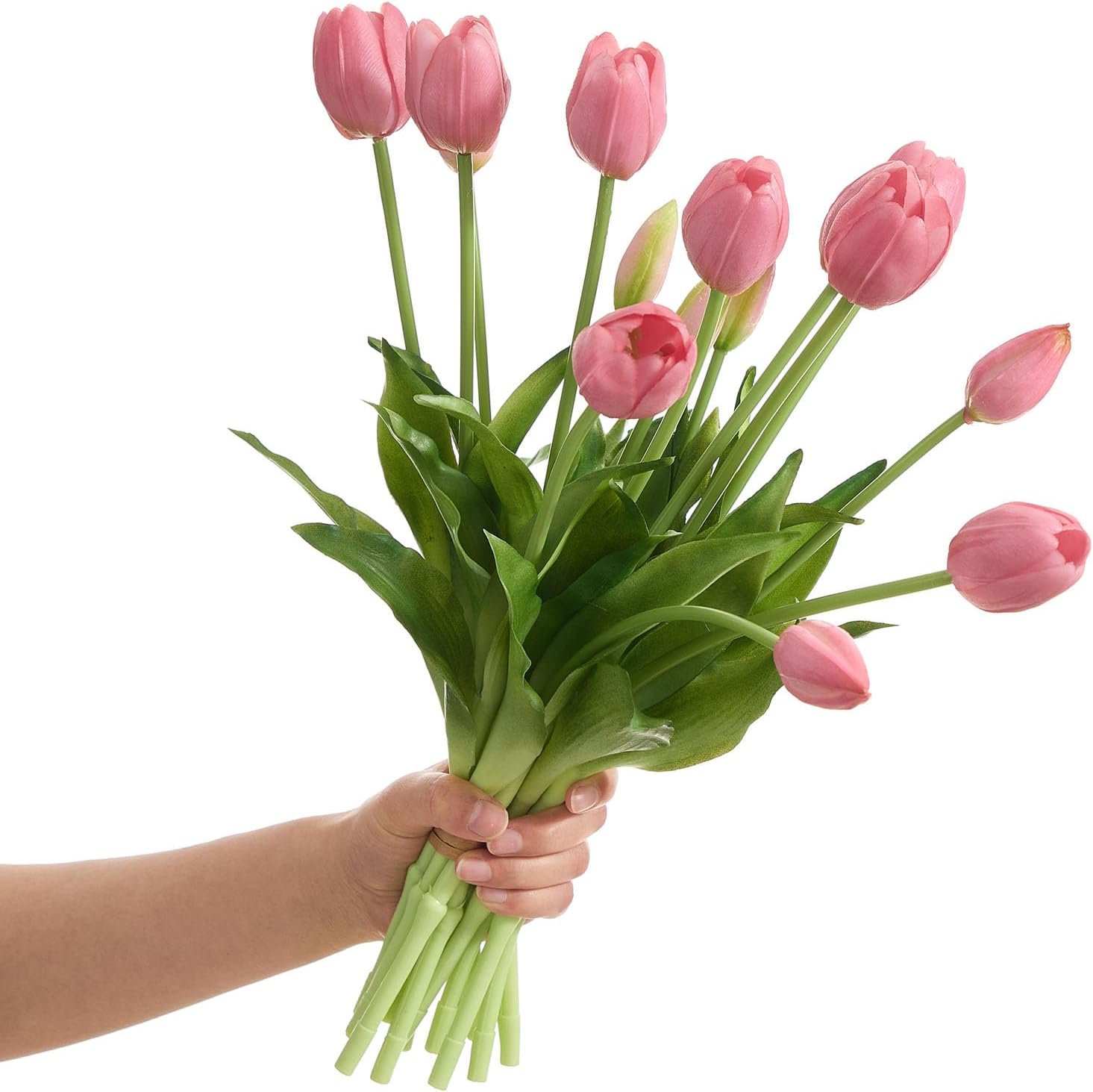 15 Pcs Deep Pink tulips artificial flowers faux tulips real touch Latex | Fake Flower Bouquet for Wedding Dining Table Living Room Home Décor Centerpiece Arrangements