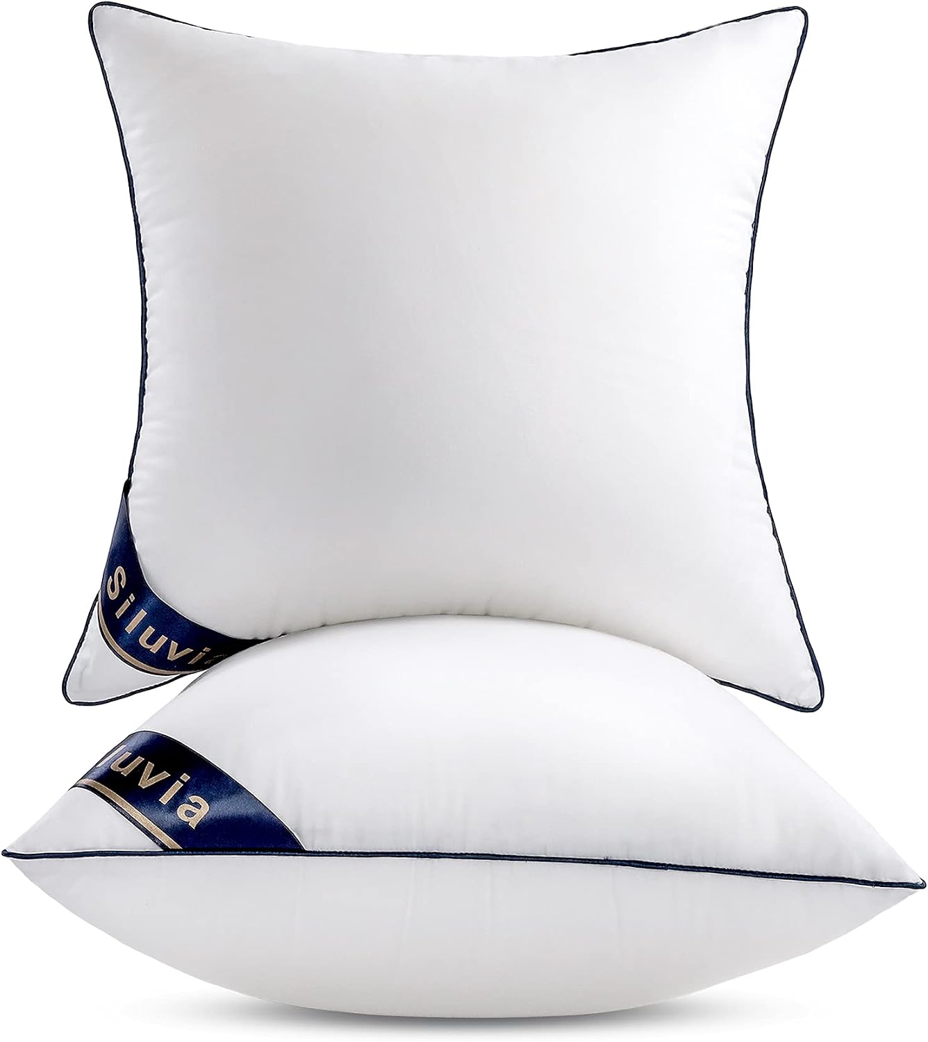 Siluvia 18″x18″ Pillow Inserts Set of 2 Decorative Square Throw 18″ Pillows with 100% Cotton Cover for Sofa, Couch, and Bed – White